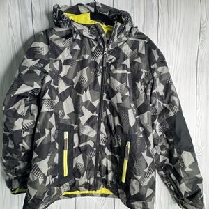 LANDS END Boys Black& Grey Jacket Full Zip Jacket L 14-16